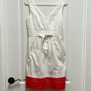 Max & Cleo Sz 6 Chic White Red Layered Hem Tie Front Midi Dress Coquette Girl